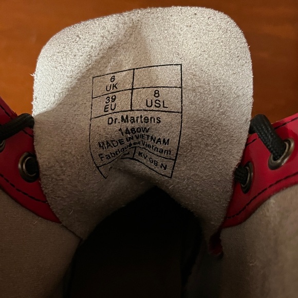 Dr. Martens 1460 Red Patent Leather Combat Boots - Picture 7 of 8